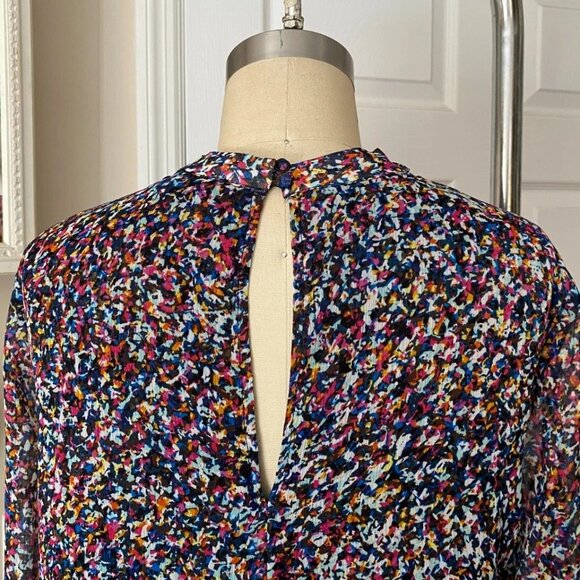 1.State BLACK Silky Smudge Print choker Collar L/Slv Tunic shirt *X-SMALL* - Picture 6 of 7